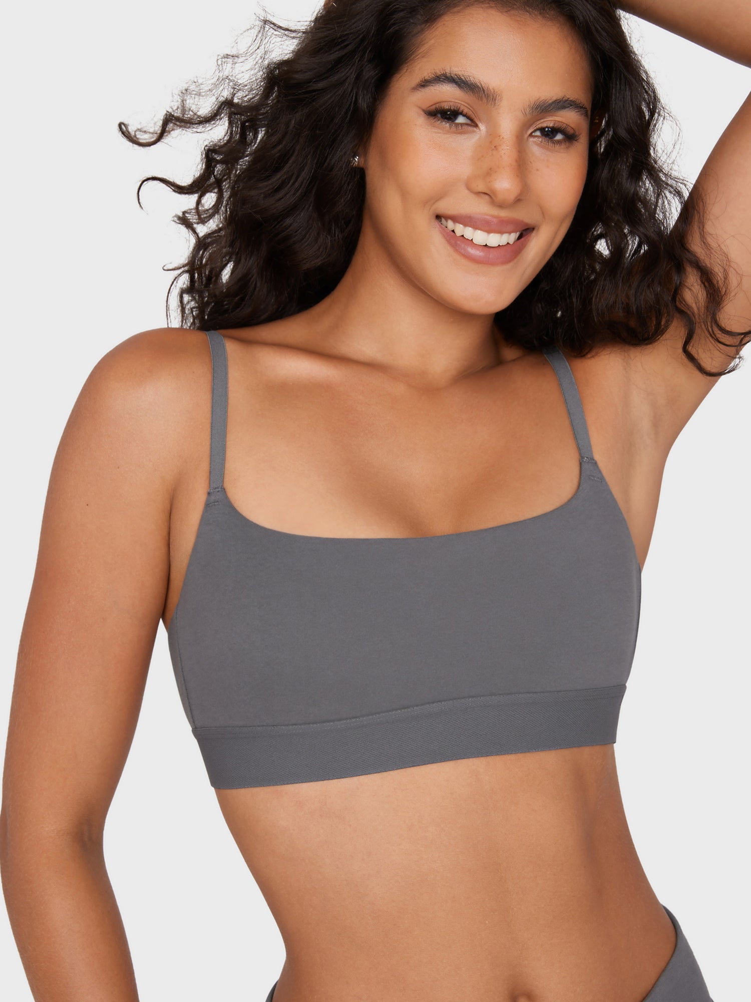 Basic Cotton Scoop Bralette Lava Smoke Grey