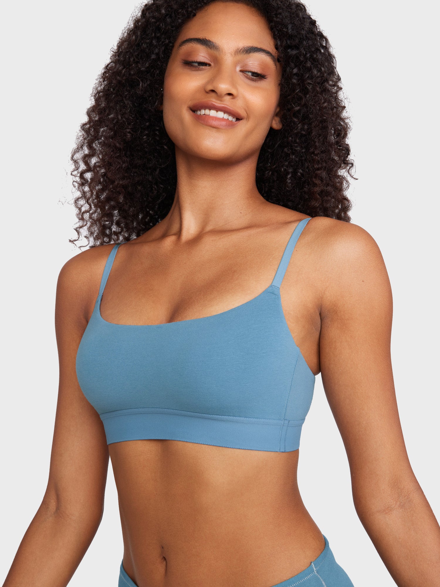 Basic Cotton Scoop Bralette Universe Blue