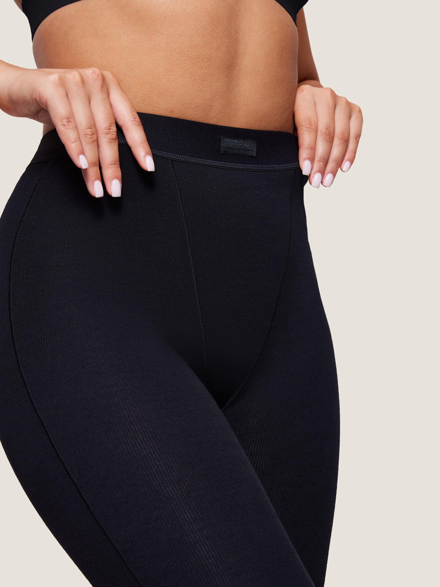 Cotton Rib High Waisted Legging Black