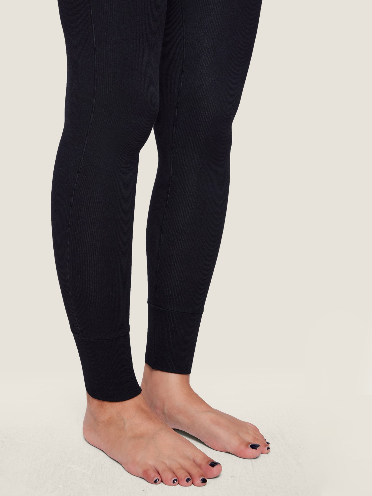 Cotton Rib High Waisted Legging Black