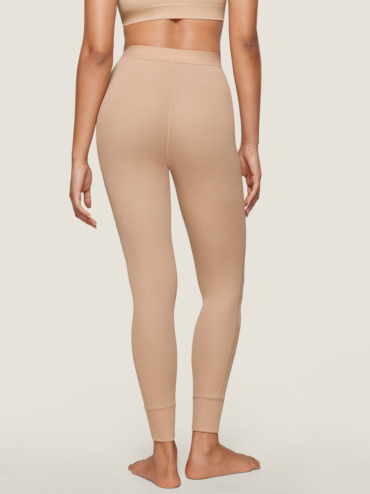 Cotton Rib High Waisted Legging Natural