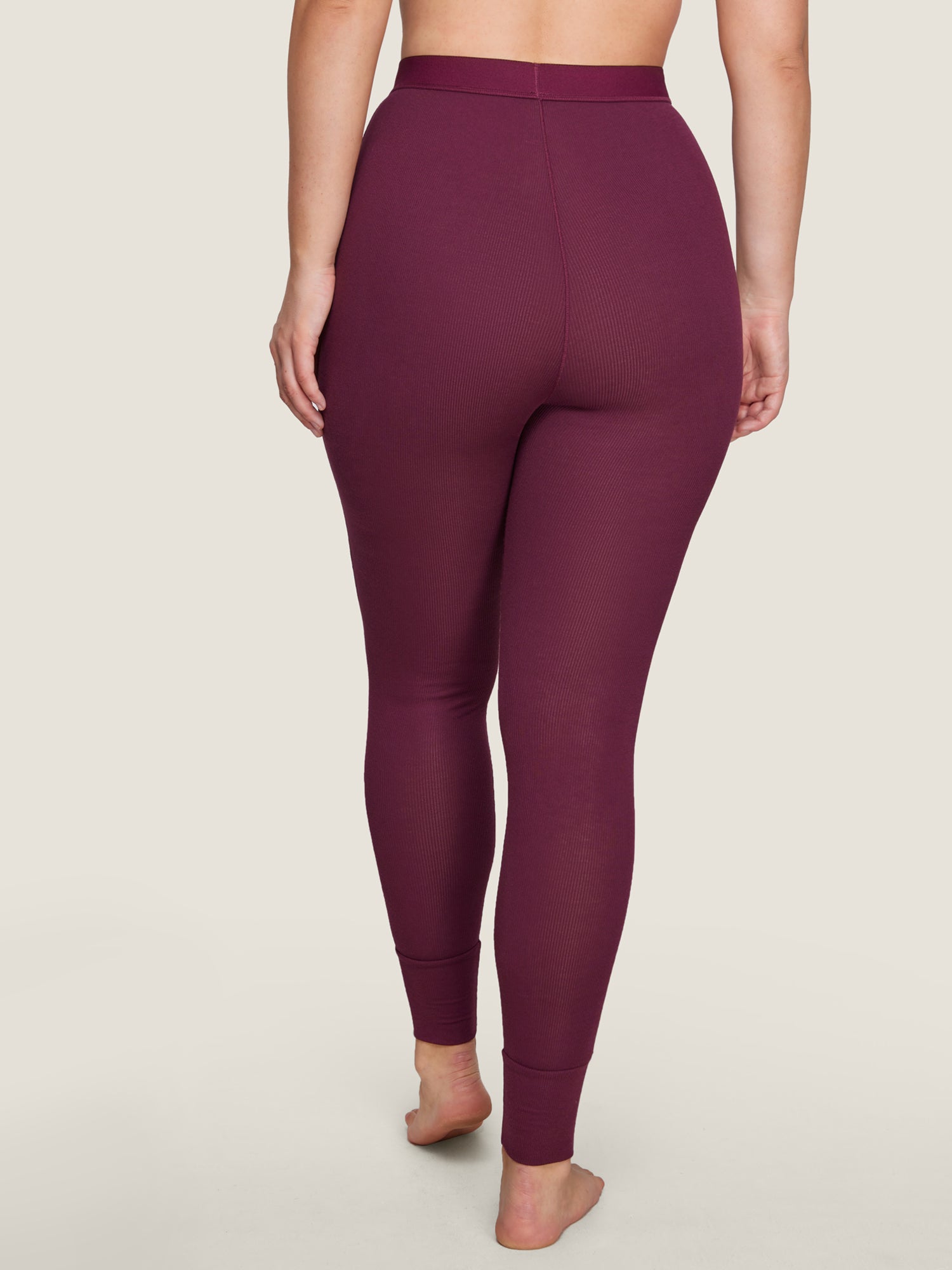 Cotton Rib High Waisted Legging Grape Wine