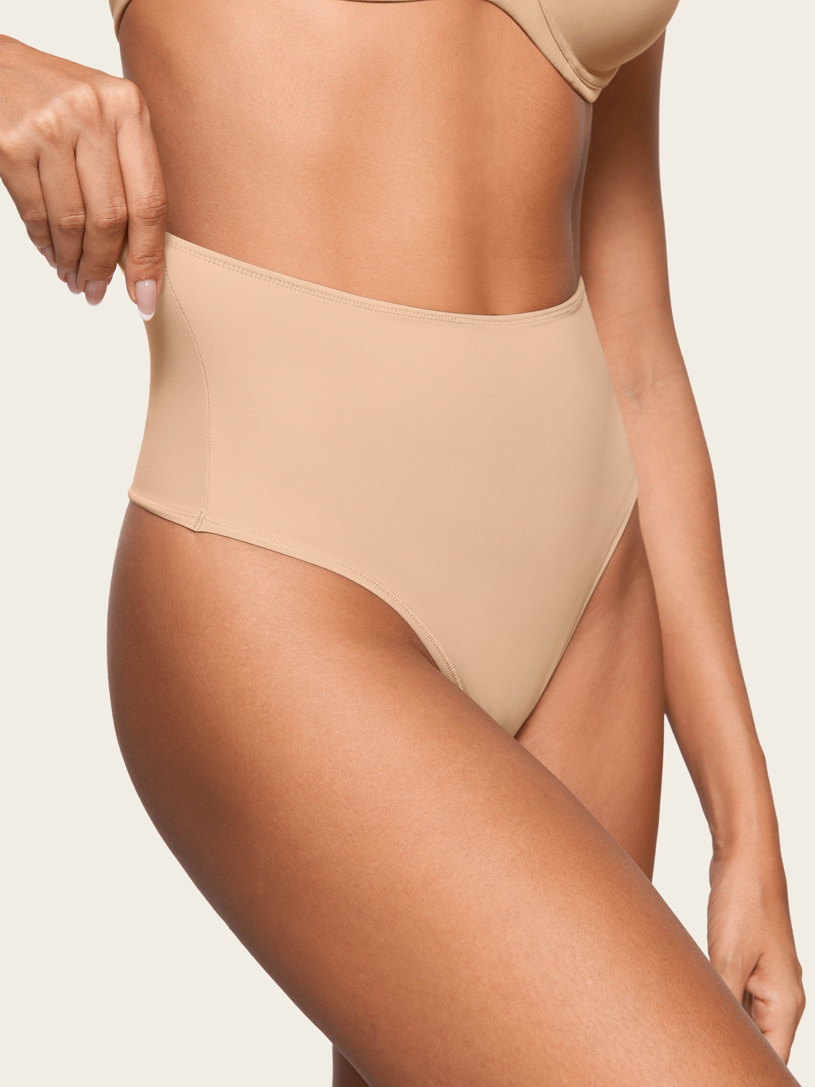 Inbarely® Smooth High Waisted Thongs 3 Pack Warm Beige (3pack)