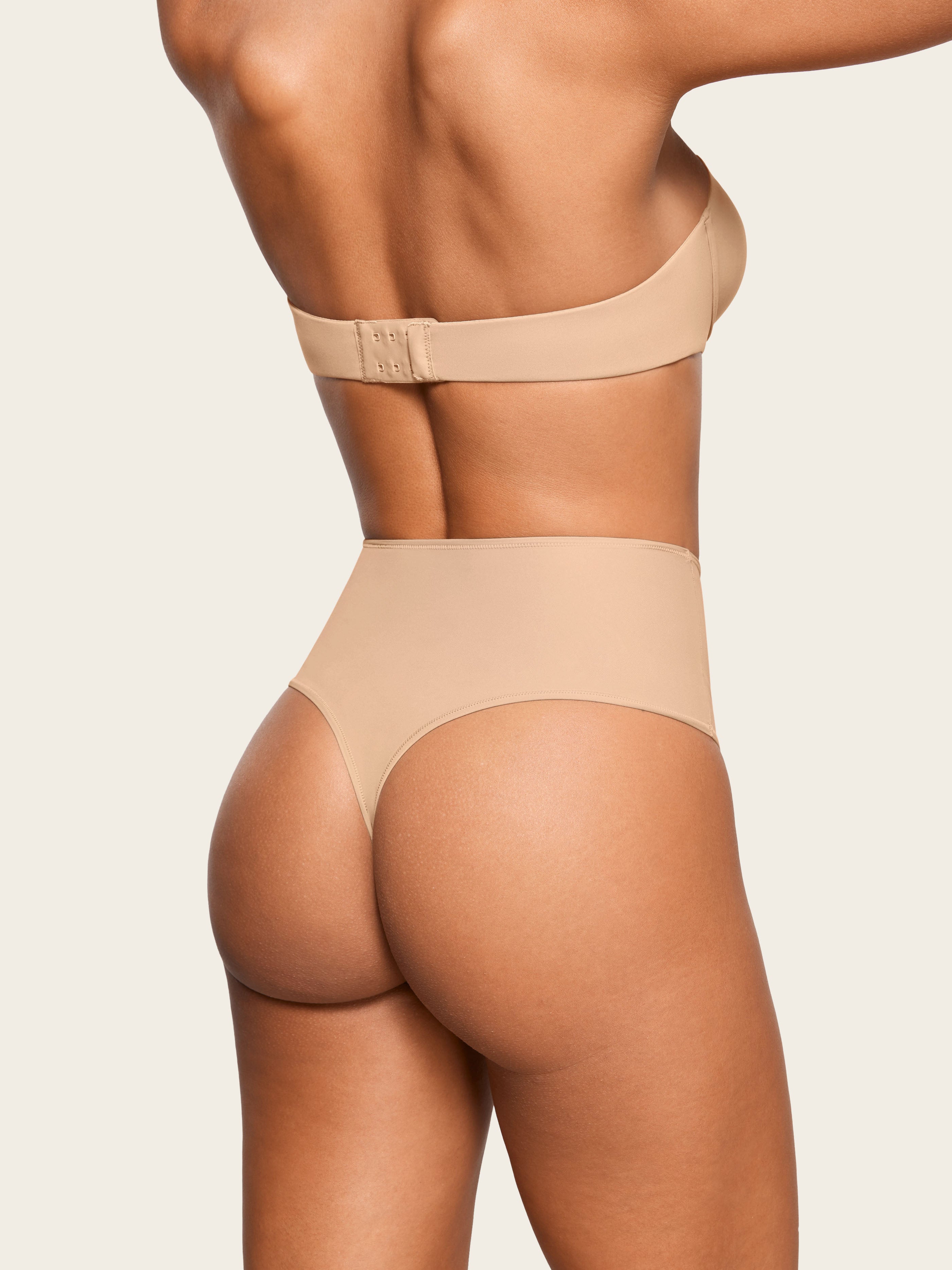 Inbarely® Smooth High Waisted Thongs 3 Pack Warm Beige (3pack)