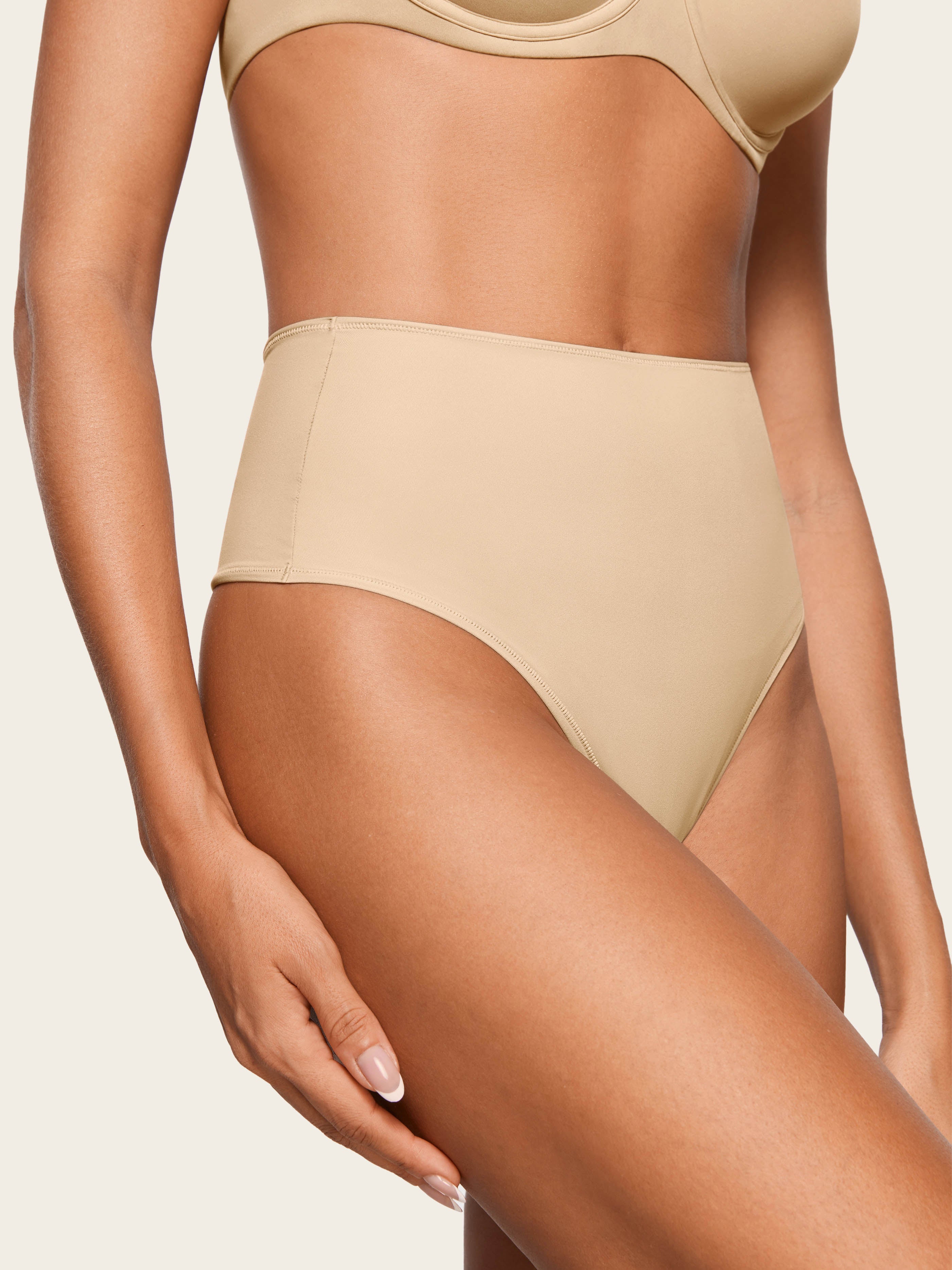 Inbarely® Smooth High Waisted Thongs 3 Pack Light Oatmeal (3pack)