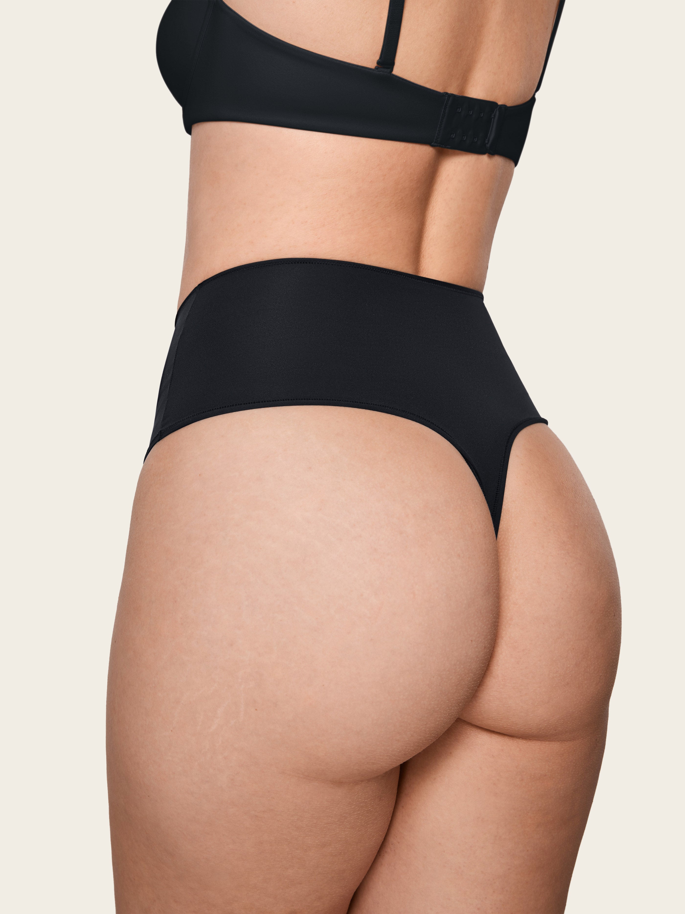 Inbarely® Smooth High Waisted Thongs 3 Pack Black (3pack)