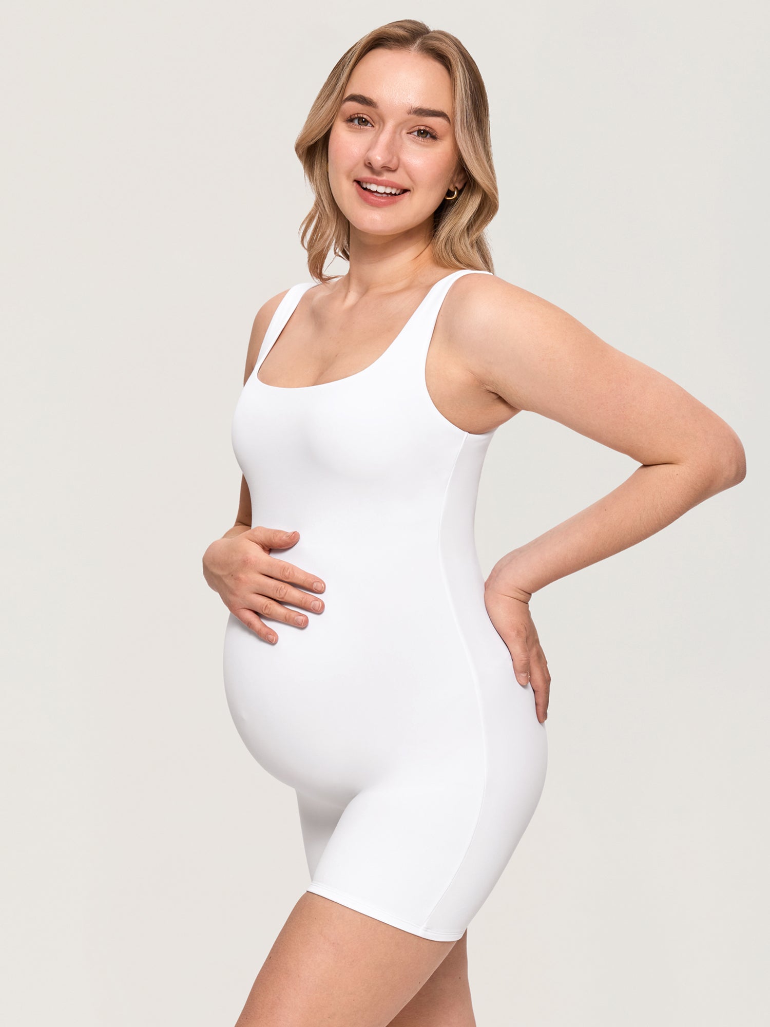 Airsofta Square Neck Maternity Romper White