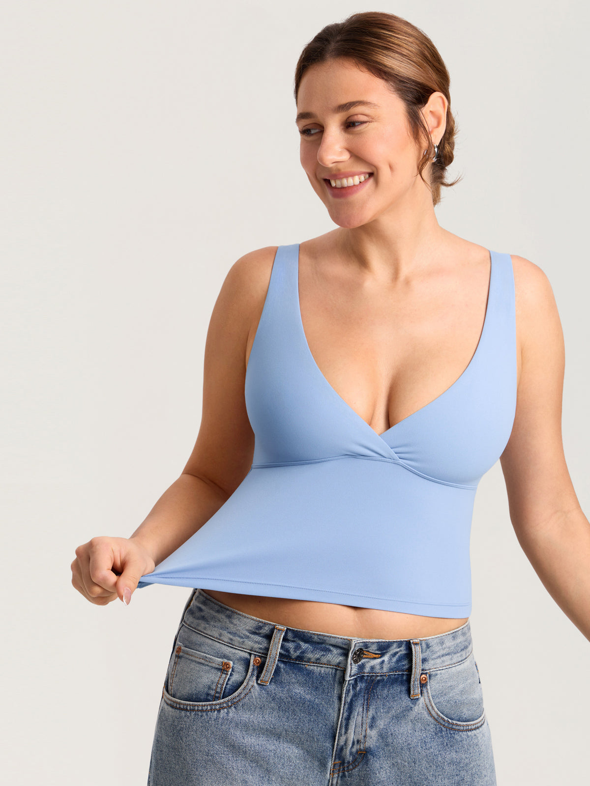 Natrelax® Crossover Nursing Crop Tank Top Moonlight Blue