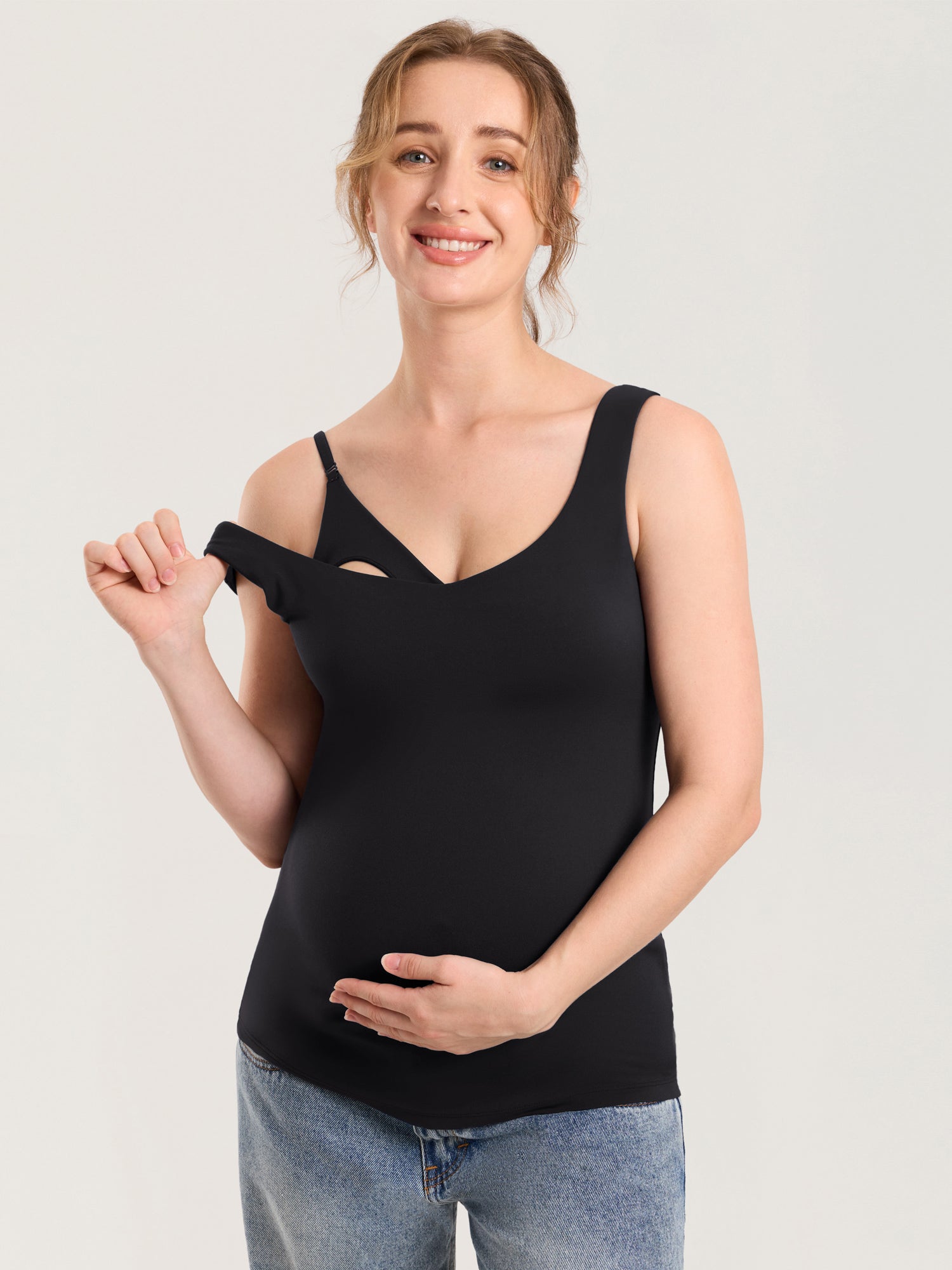 Natrelax® V Neck Nursing Tank Top Black