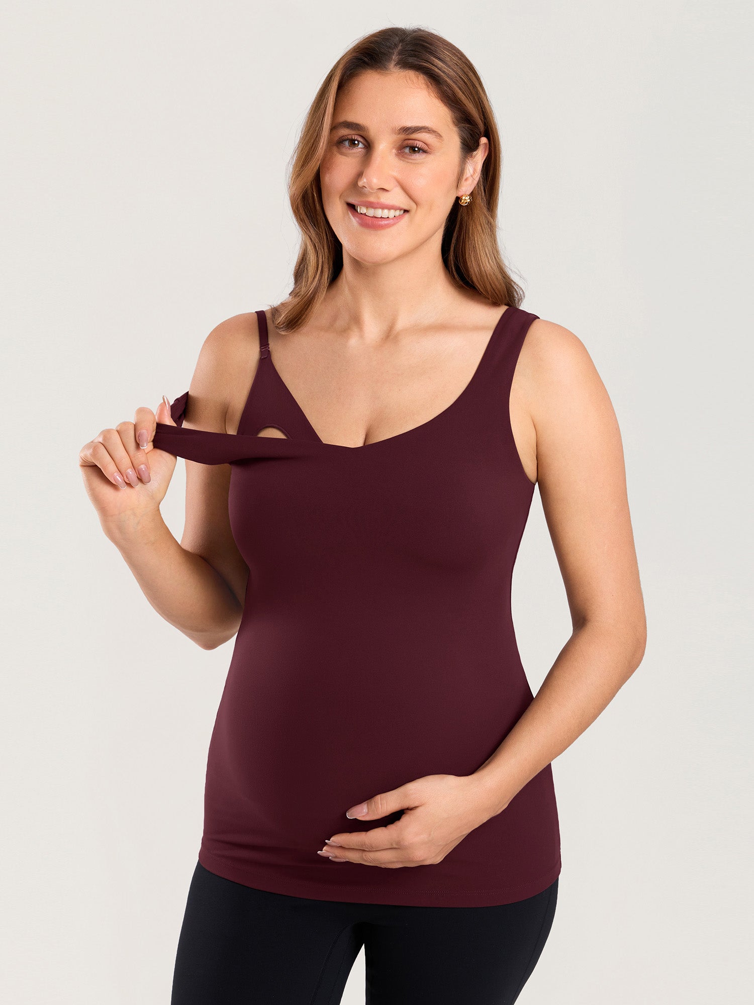 Natrelax® V Neck Nursing Tank Top Ripe Plum
