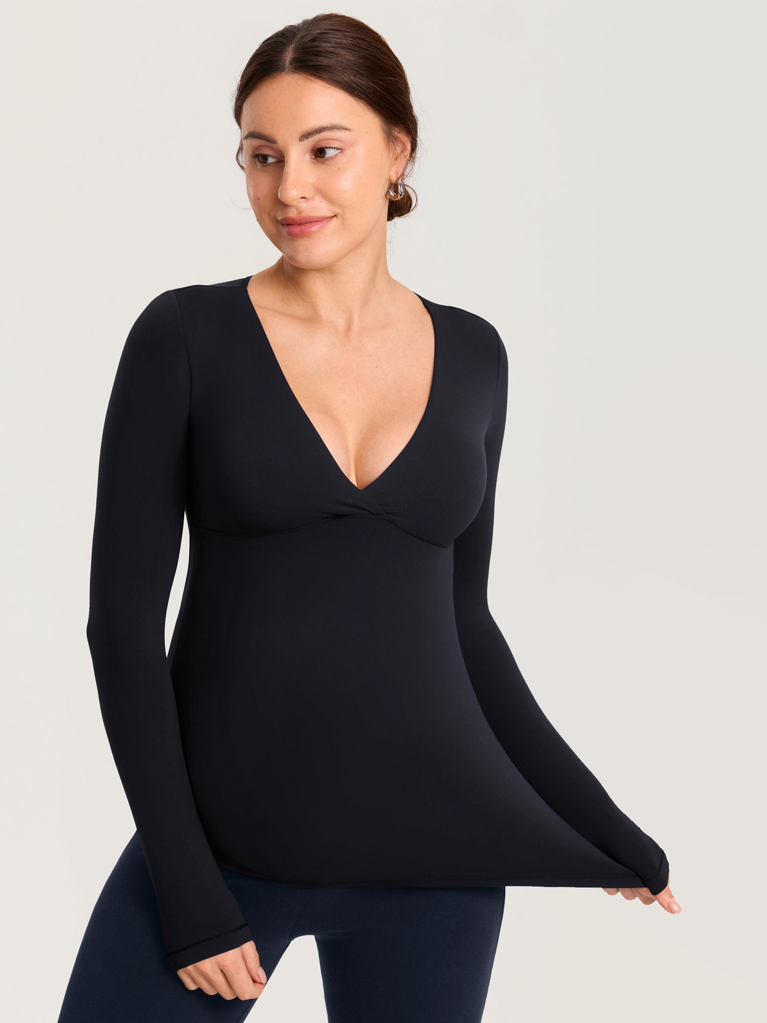 AirSoft Crossover Maternity & Nursing Top - Long Sleeves Black