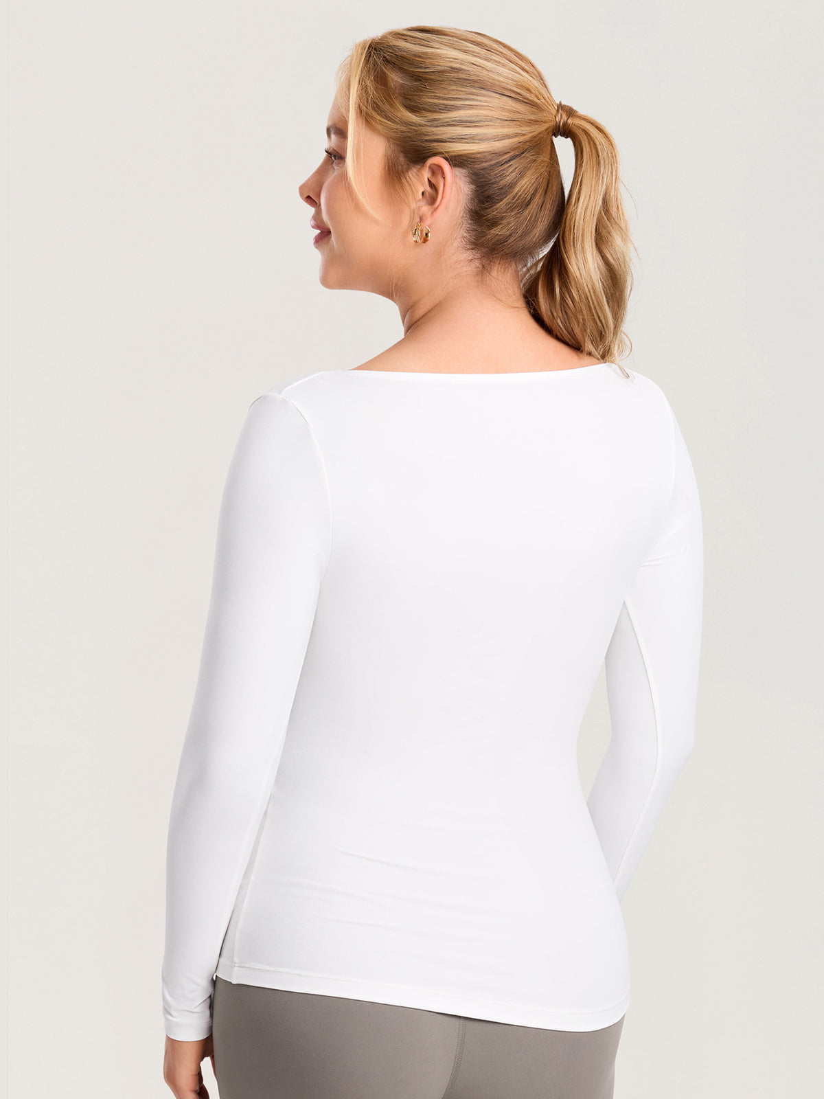 AirSoft Square Neck Maternity Top - Long Sleeves Snow White