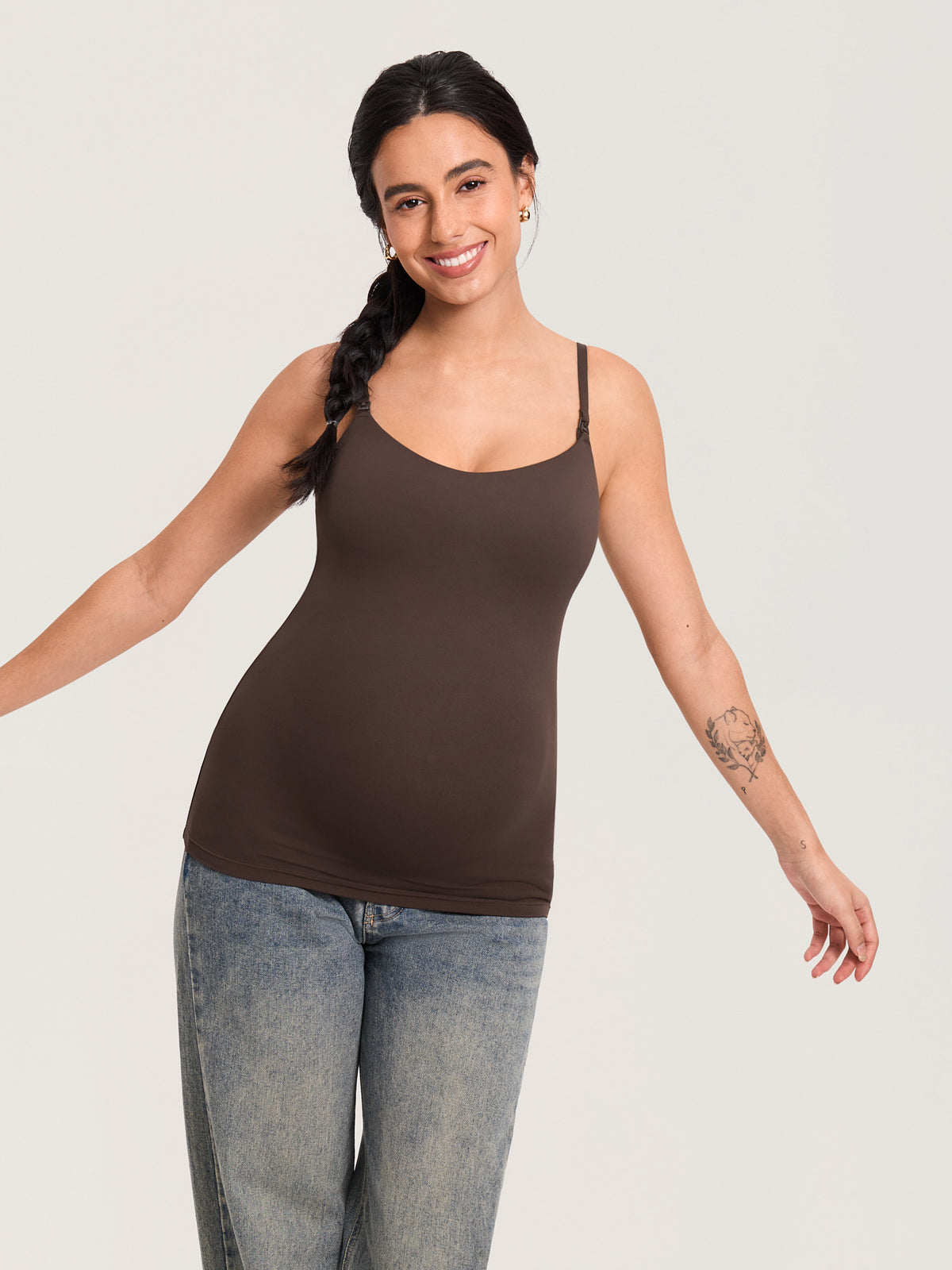 Airsofta Fixed Cup Nursing Cami Tank Clay Brown