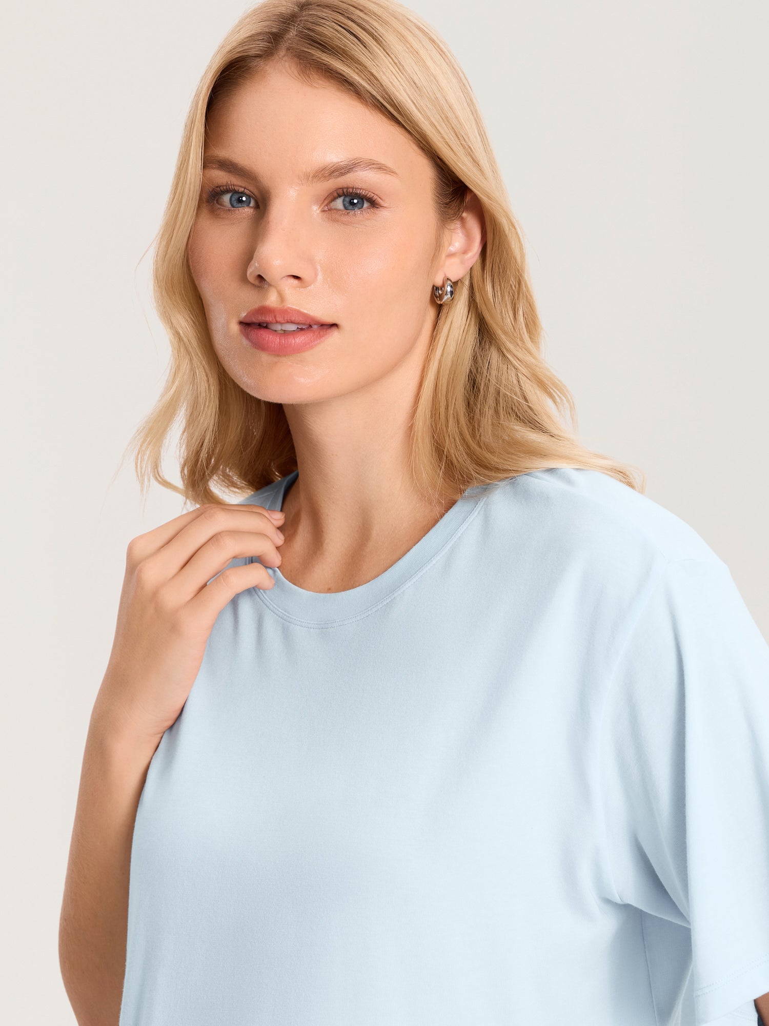 Modal Cotton Short Sleeve Loose Crop Tee ICE