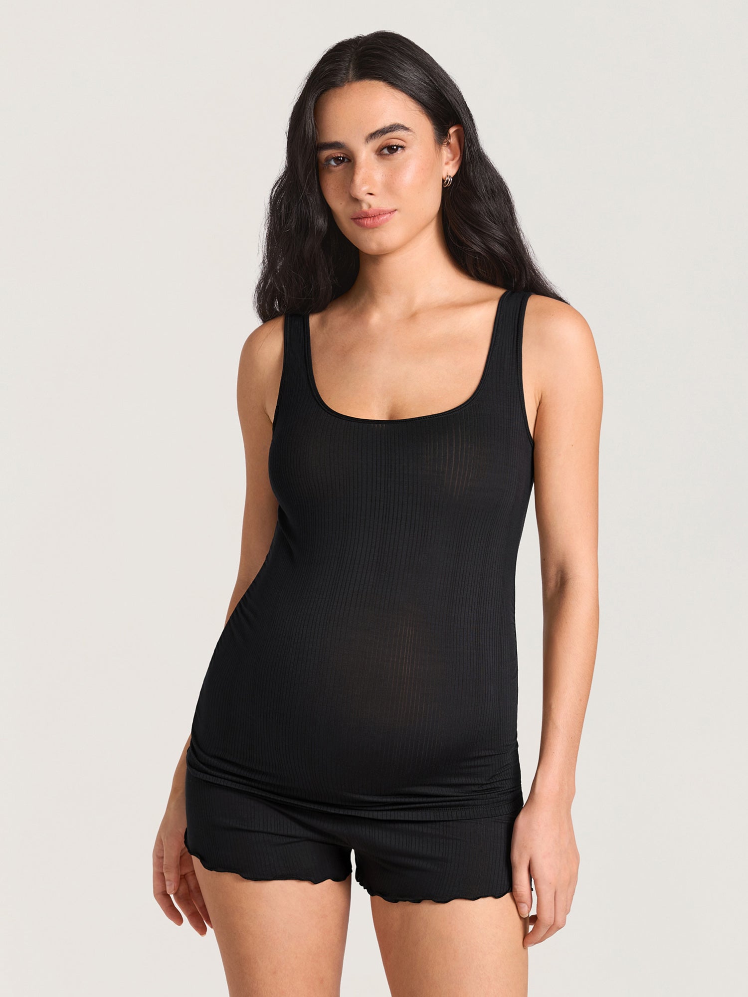 Naturveil Modal Ribbed Maternity Lounge Tank Black