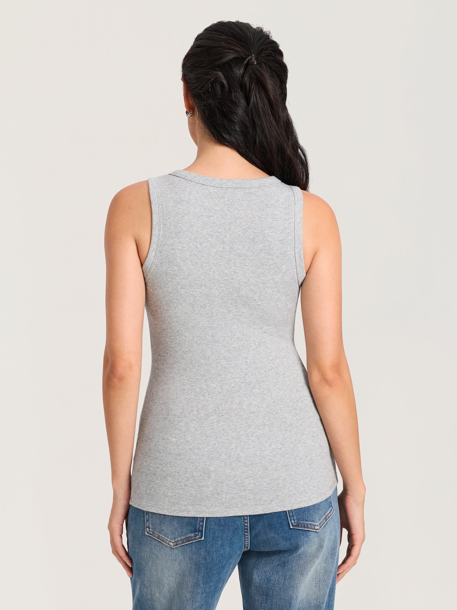Cotton Rib Crew Neck Maternity Tank Top Classic Heather
