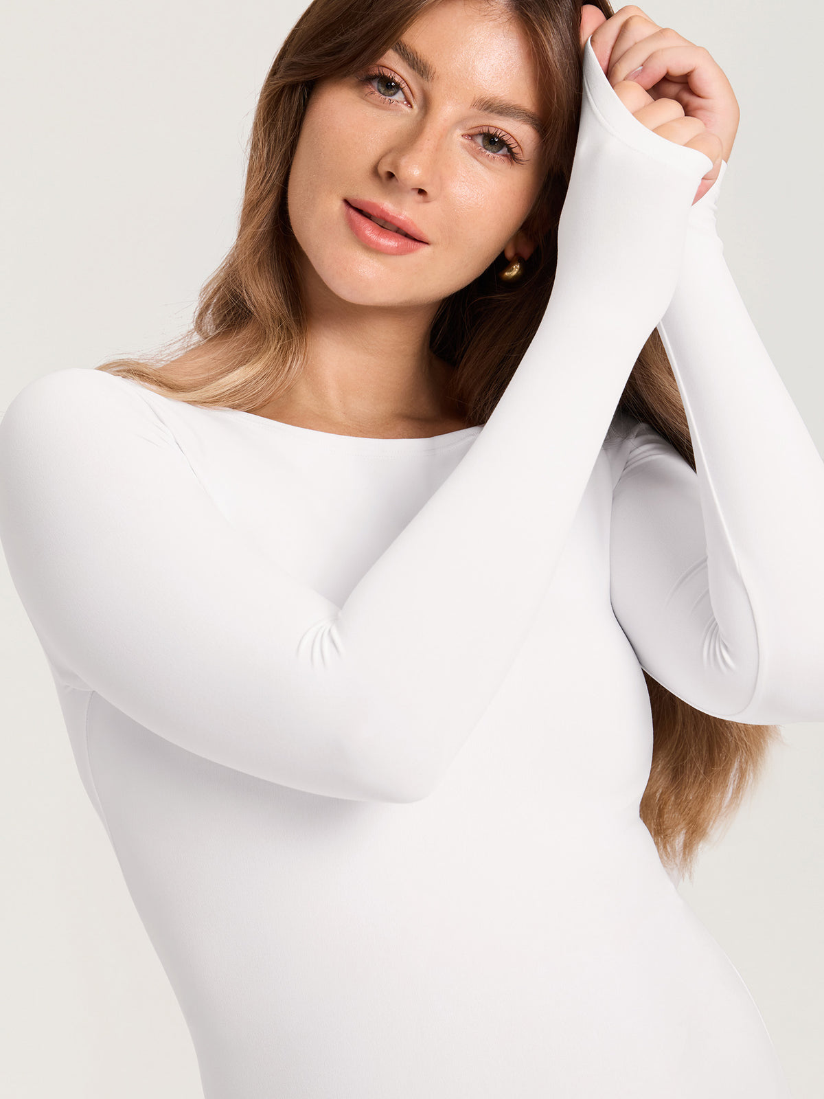 AirSofta Boatneck Maternity Top - Long Sleeves Snow White