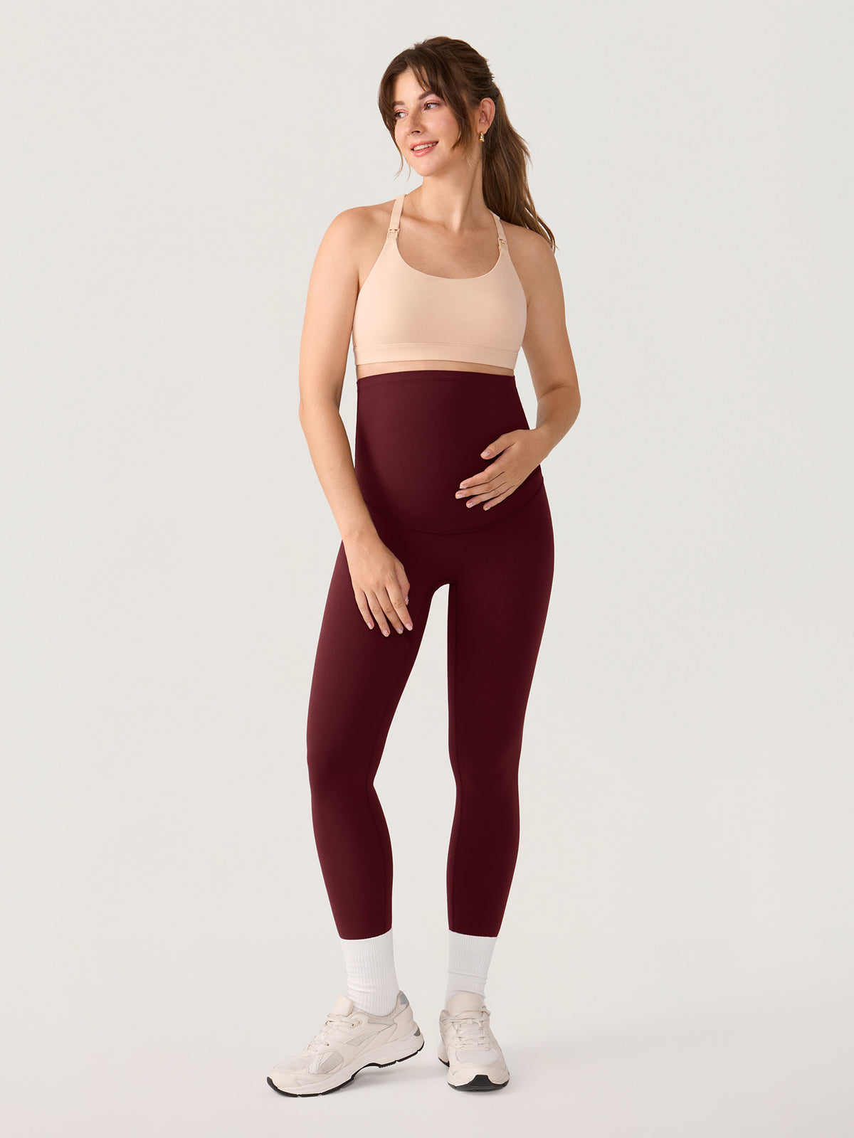 Natrelax® No Front Seam Maternity Leggings 28" Red Merlot