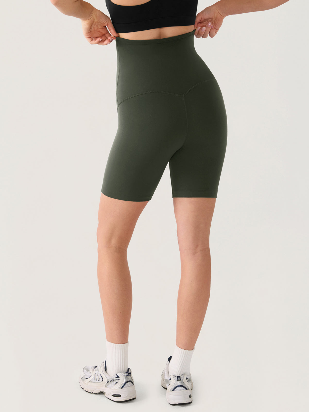 Natrelax® No Front Seam Maternity Shorts 6" Aspen Olive