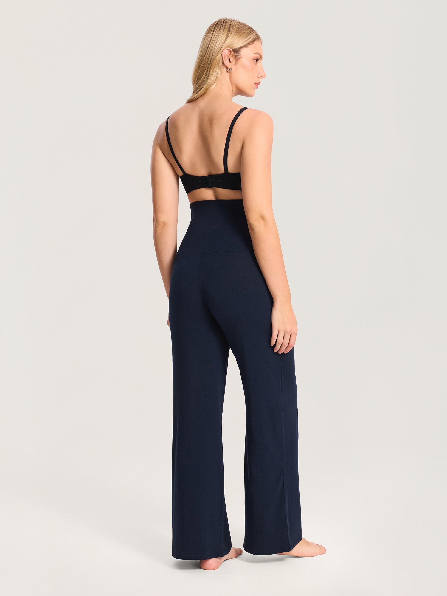 Modal Cotton Foldover Wide-Leg Pants