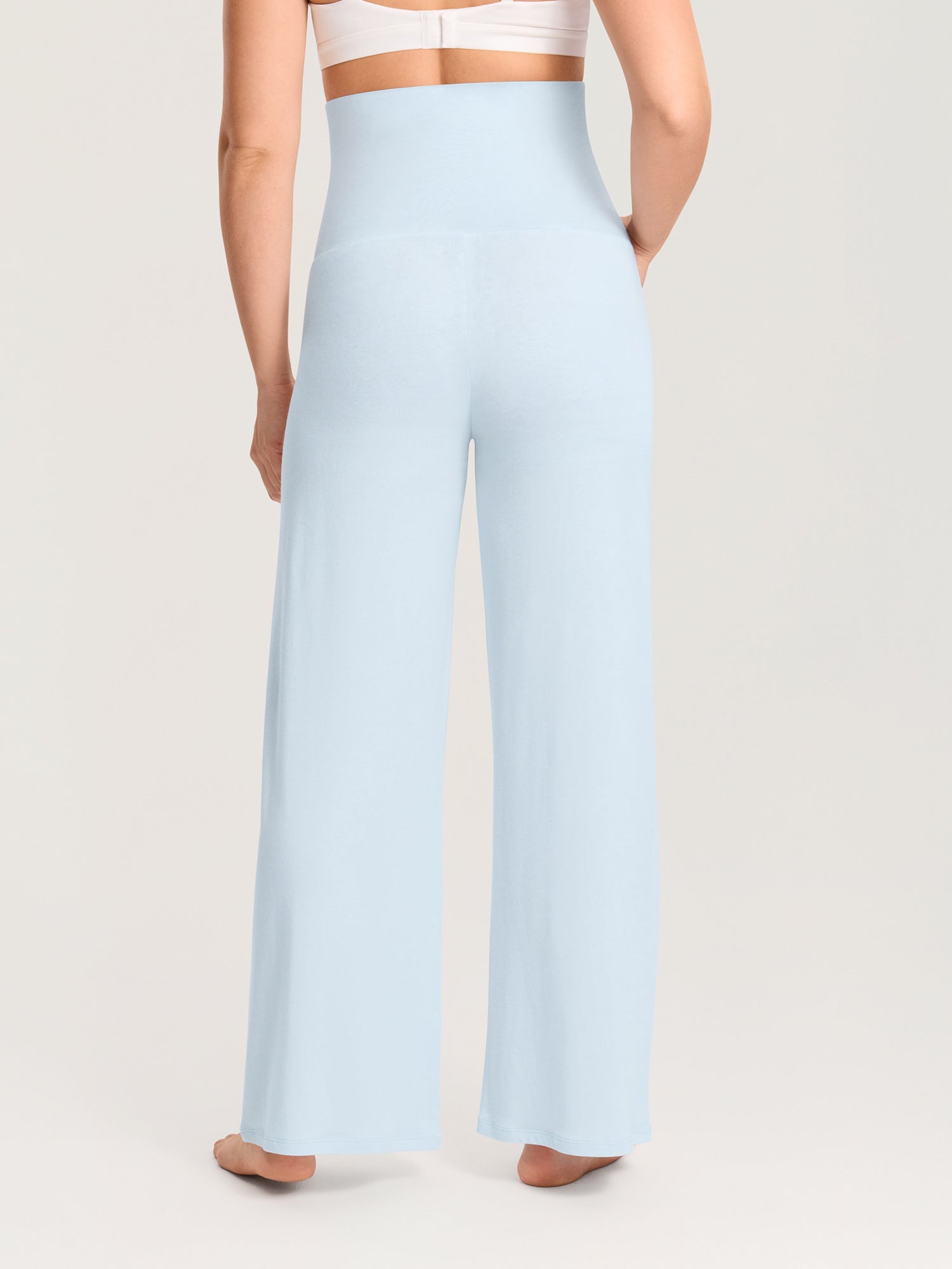 Modal Cotton Foldover Wide-Leg Pants