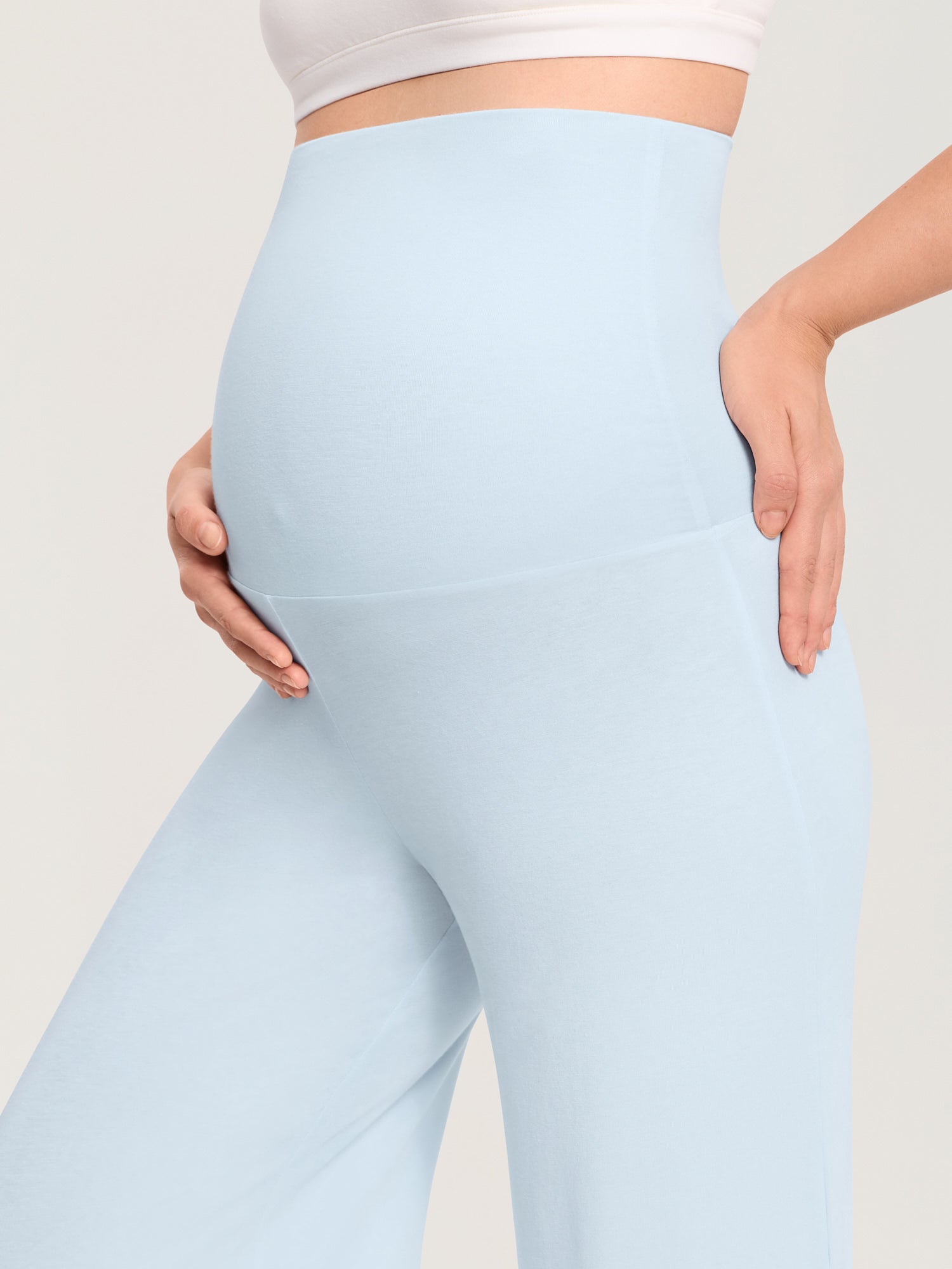 Modal Cotton Foldover Wide-Leg Pants