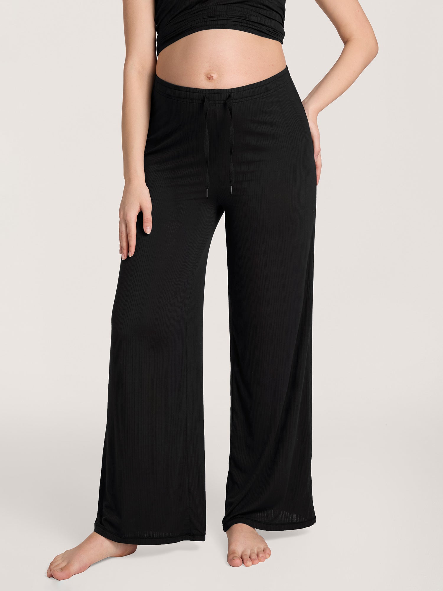 Naturveil Modal Ribbed Maternity Lounge Pants Black