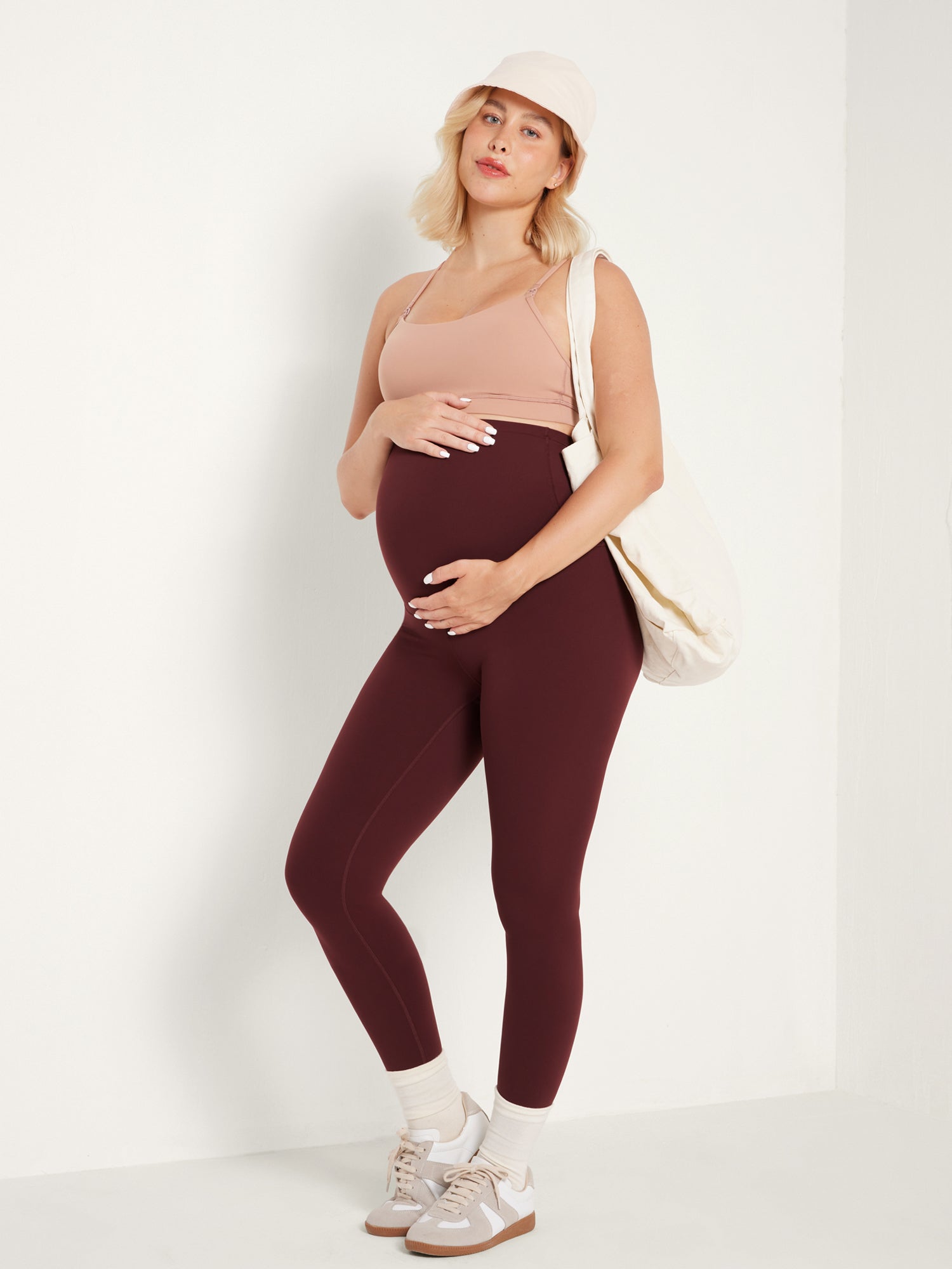 Natrelax™️ Maternity Leggings 28" - Super High Waist Red Merlot