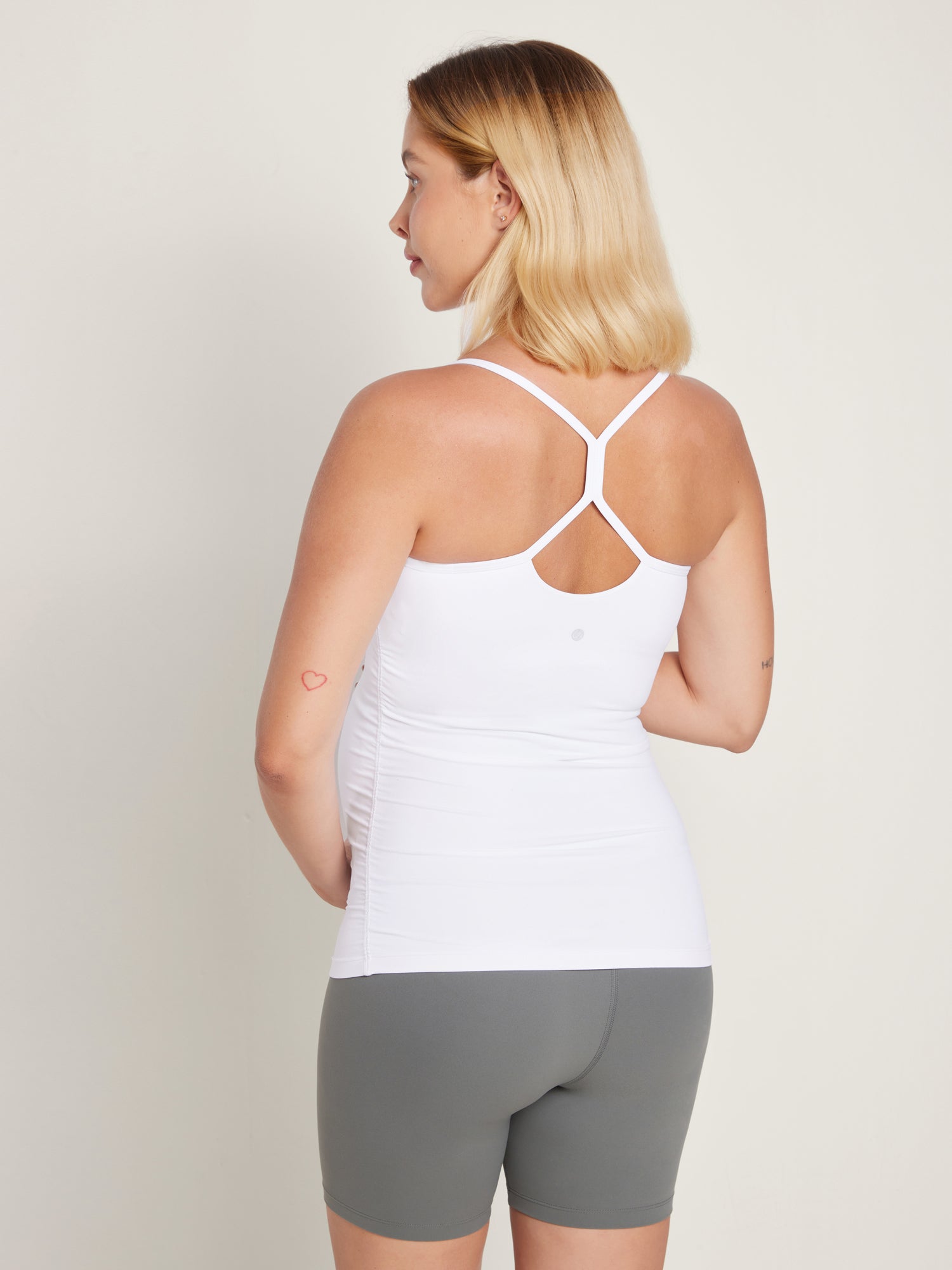 Natrelax® Y Back Maternity Tank - Ruched Sides White