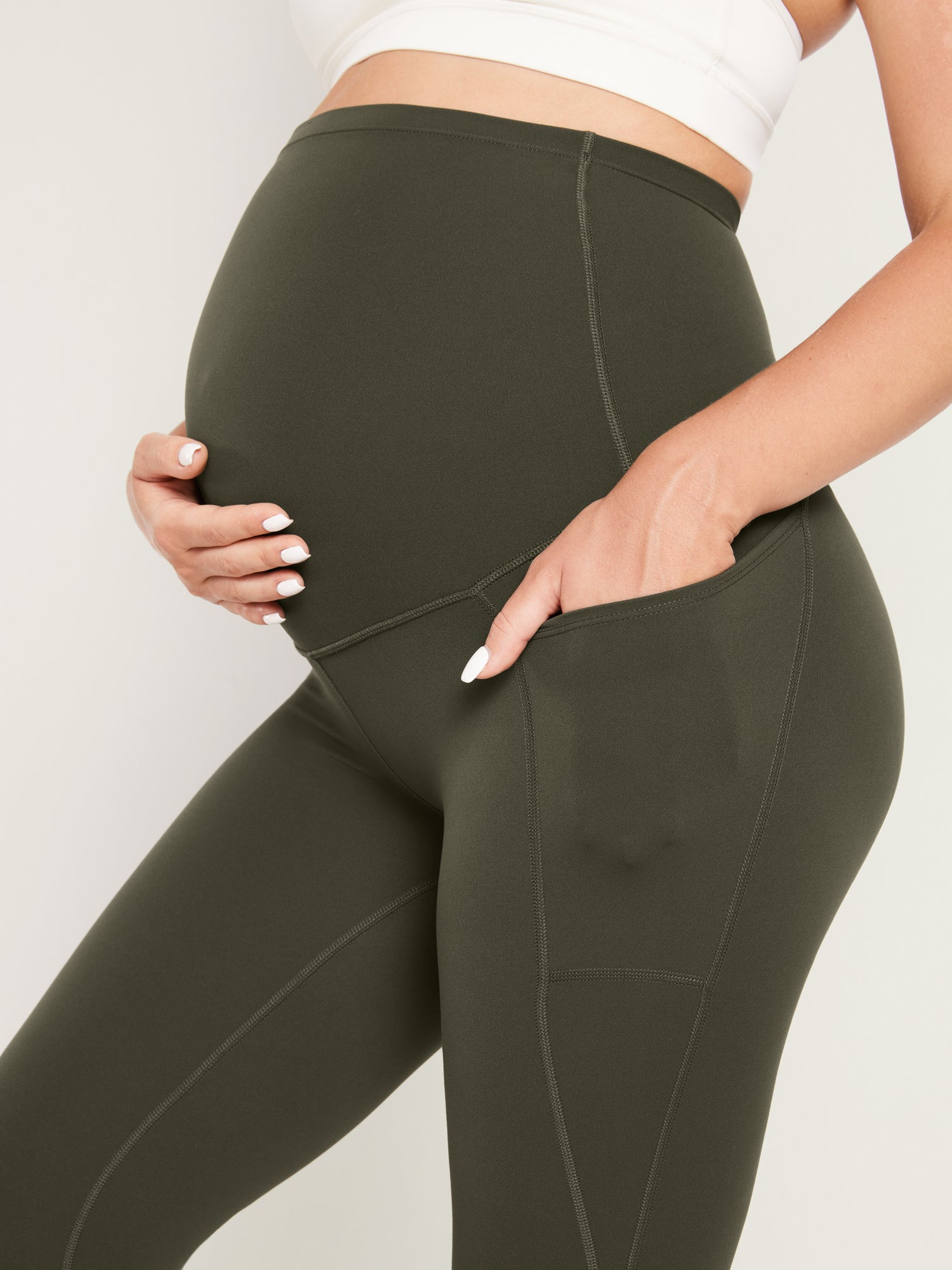 Natrelax® Maternity Leggings 25" - With Pockets Olive Green