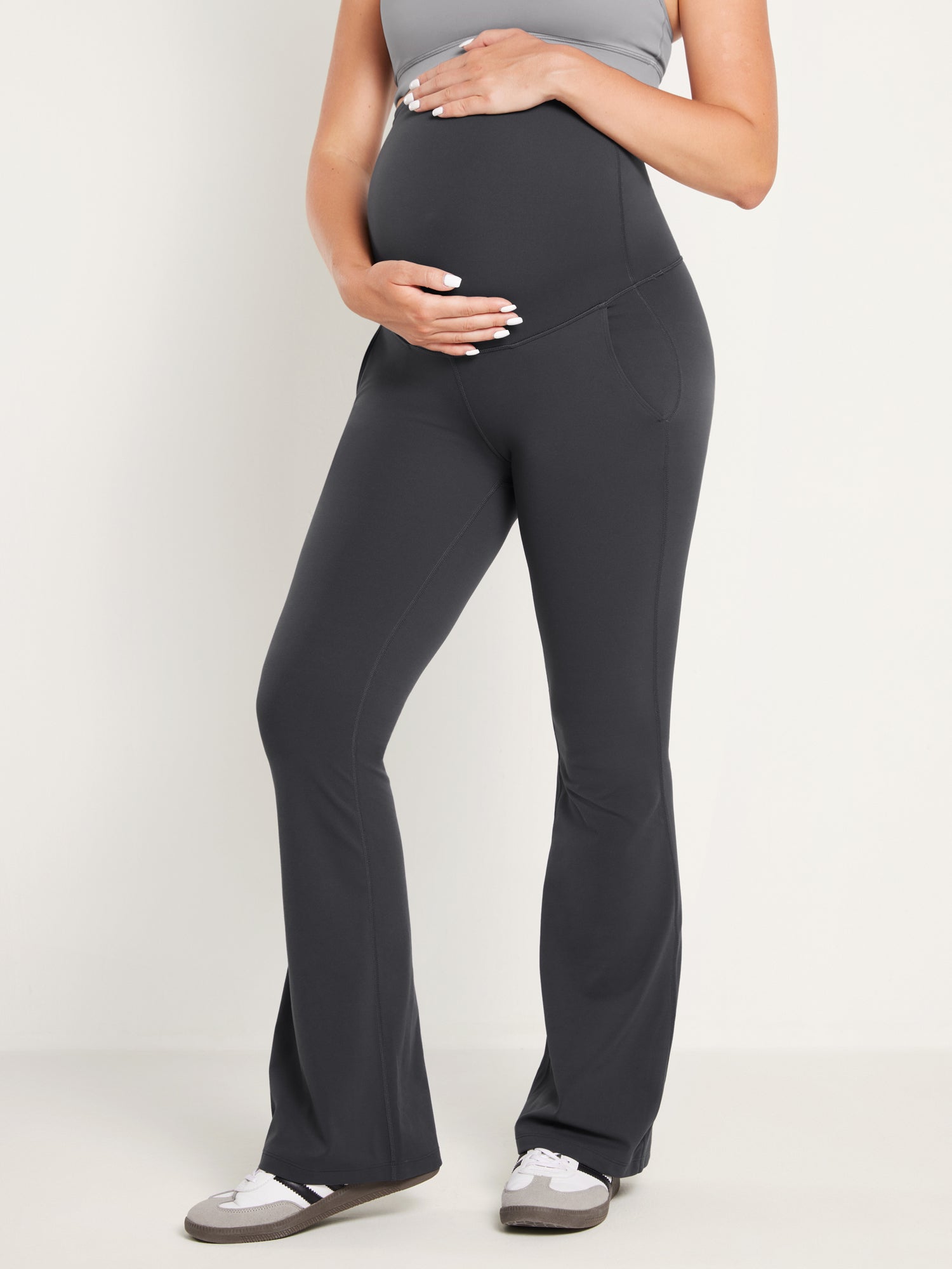 Natrelax™️ Maternity Flare Leggings 31" - With Pockets Mysterious Grey