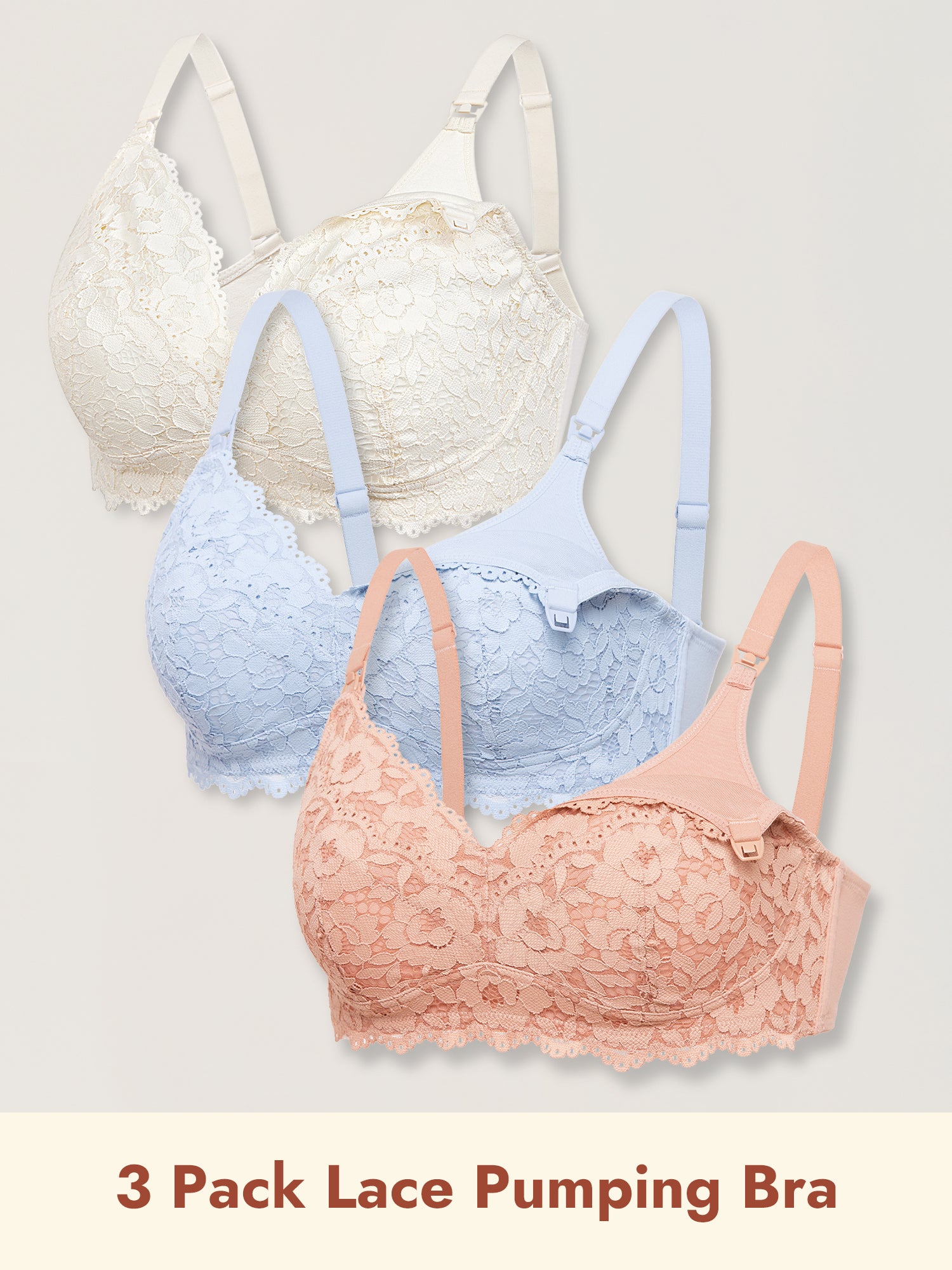 3 Pack Cotton Lining Lace Pumping Bra