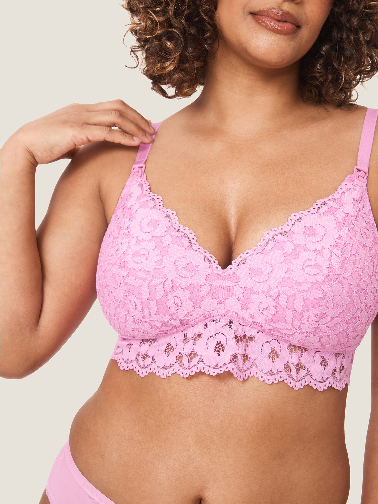 More Support Lace Nursing Bralette Candy Pink