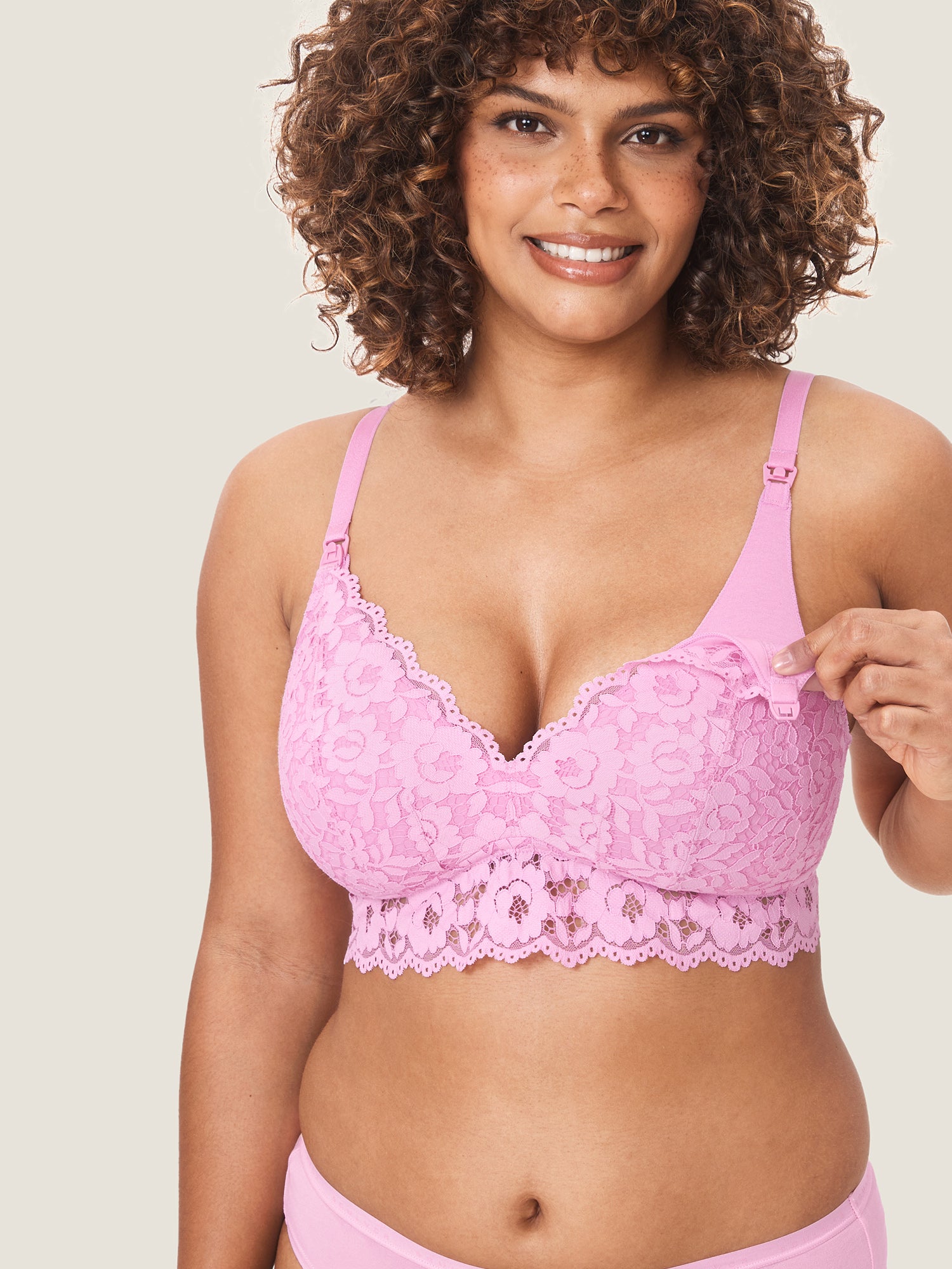 More Support Lace Nursing Bralette Candy Pink