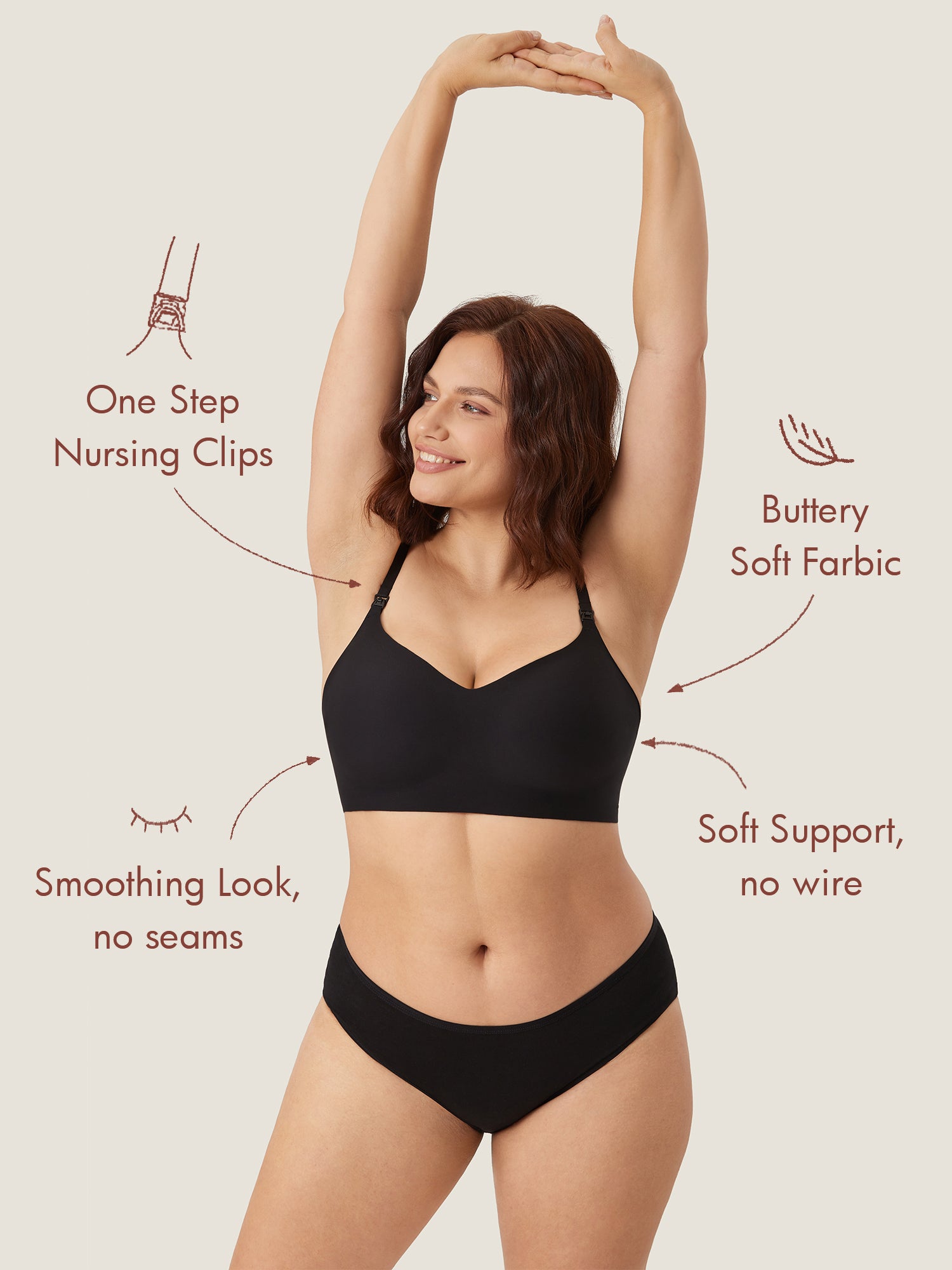 360° Bare Seamless Nursing Bra Black