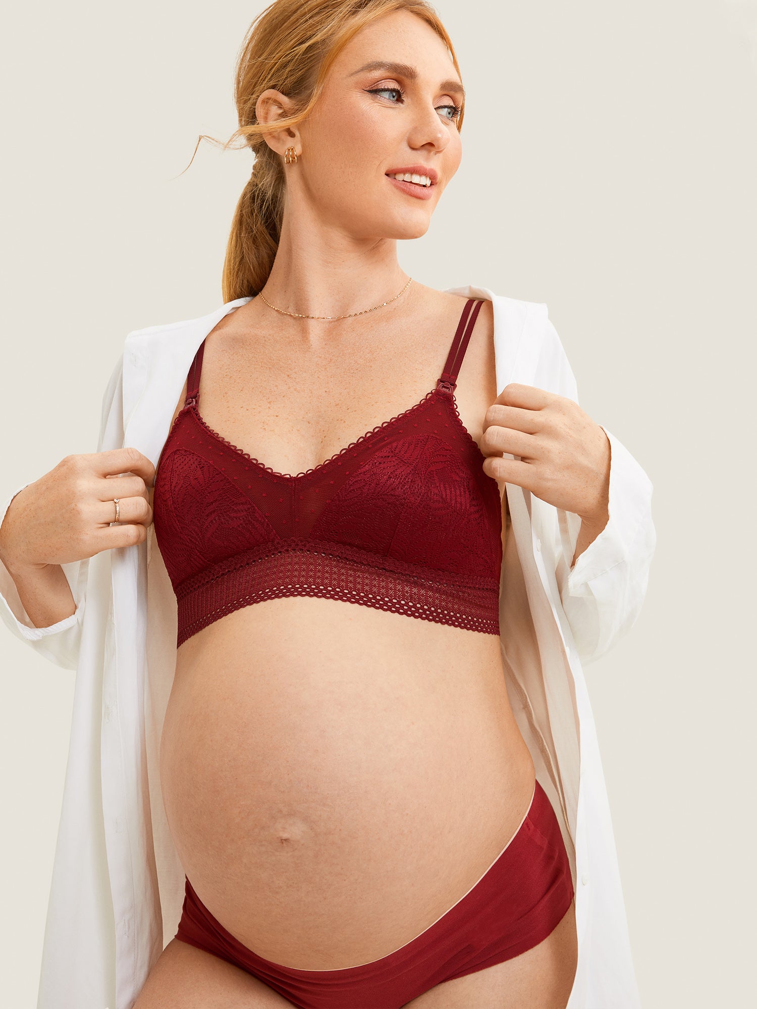 Double-Strap Nursing Bralette Dark Red