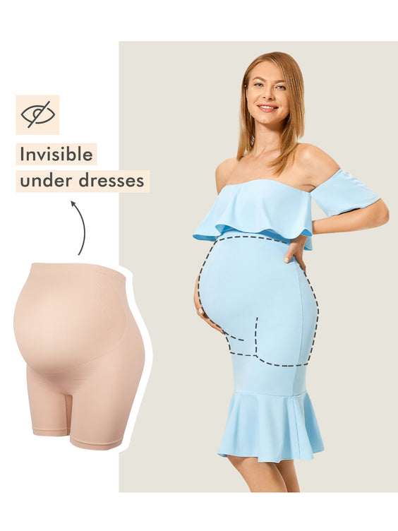 High Waist Shapewear Maternity Shorts|Seamless White