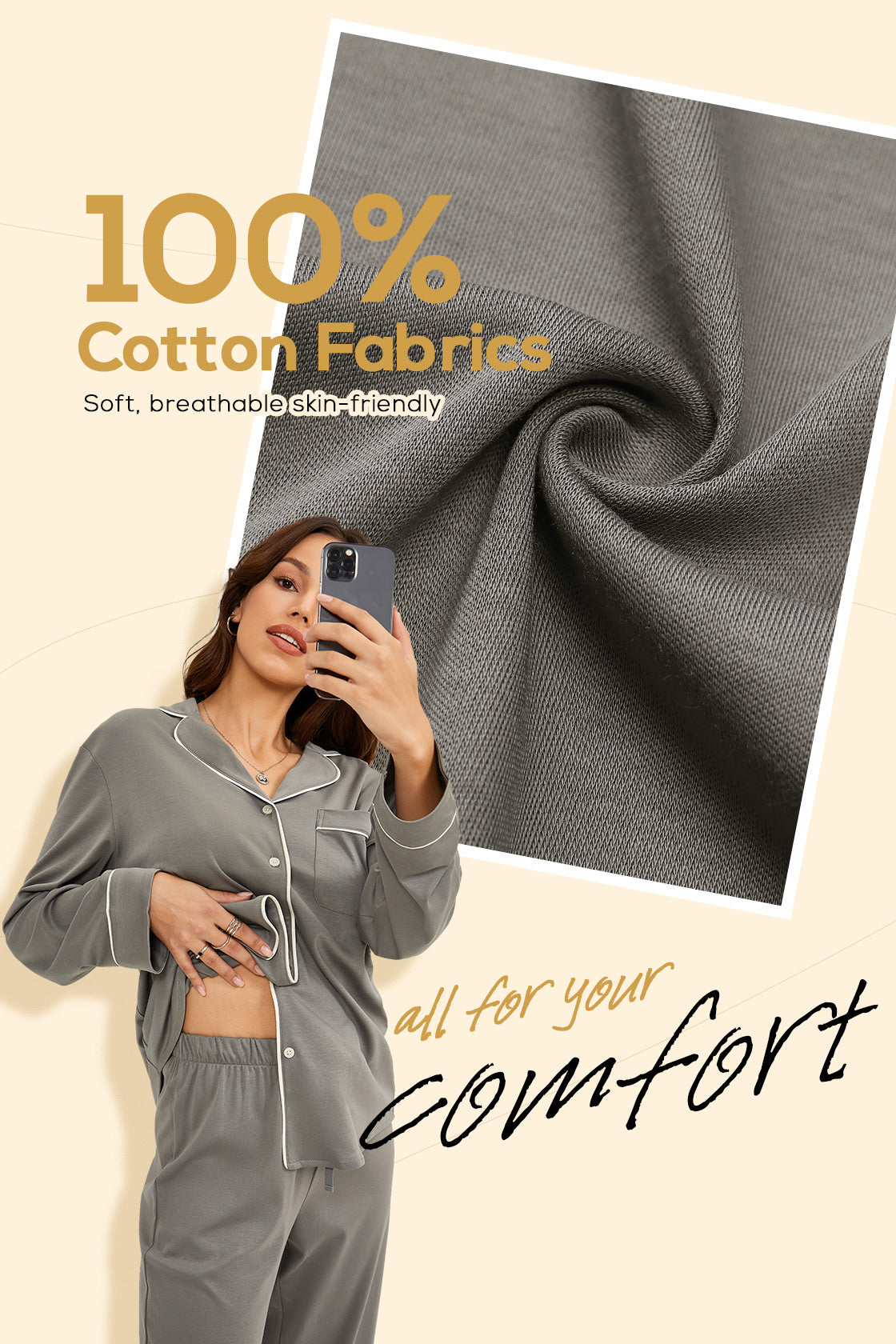 Maternity Coats Cotton Loungewear Neutral Gray