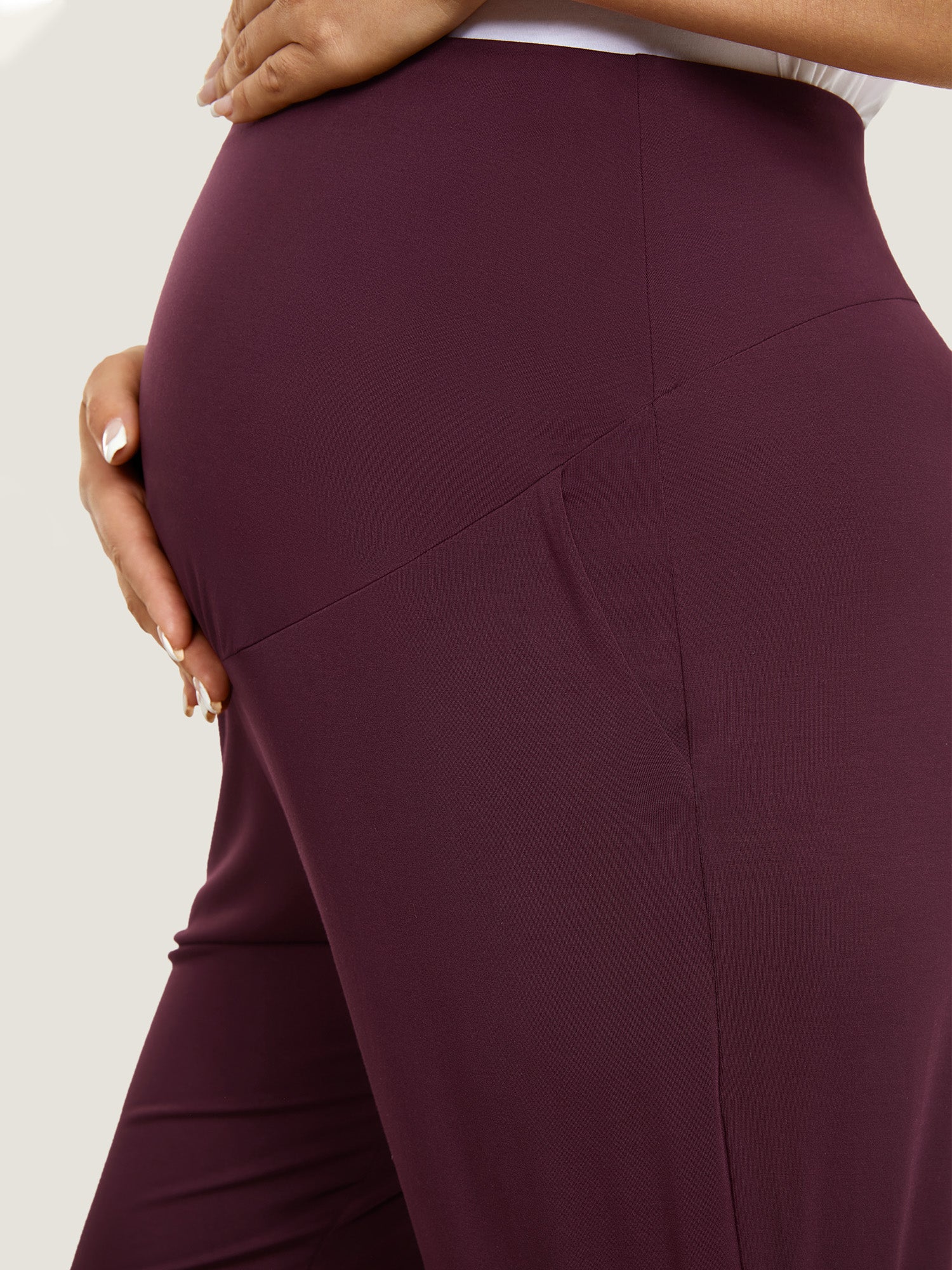 Casual Stretchy Maternity Joggers Burgundy Purple