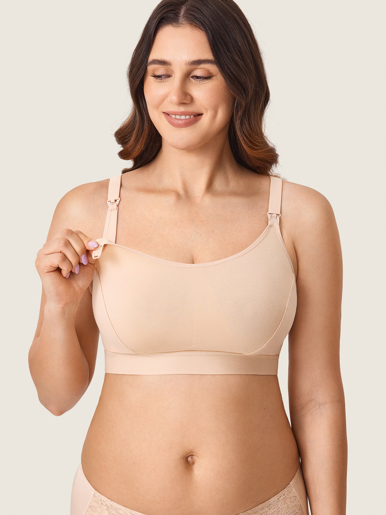 Cotton Plus Size Nursing Sport Bra Beige