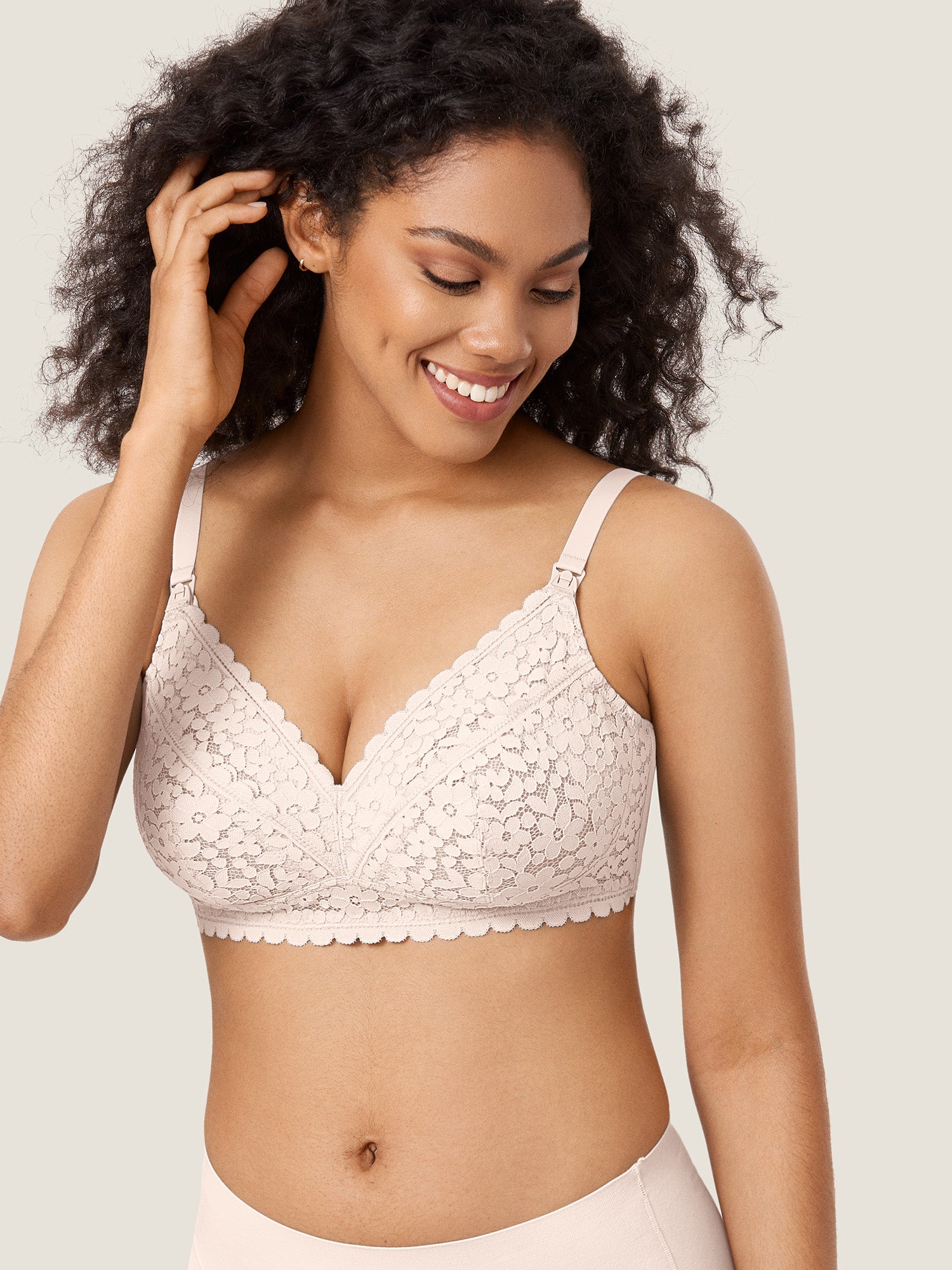 Lace Hands Free Pumping Bra Rose White
