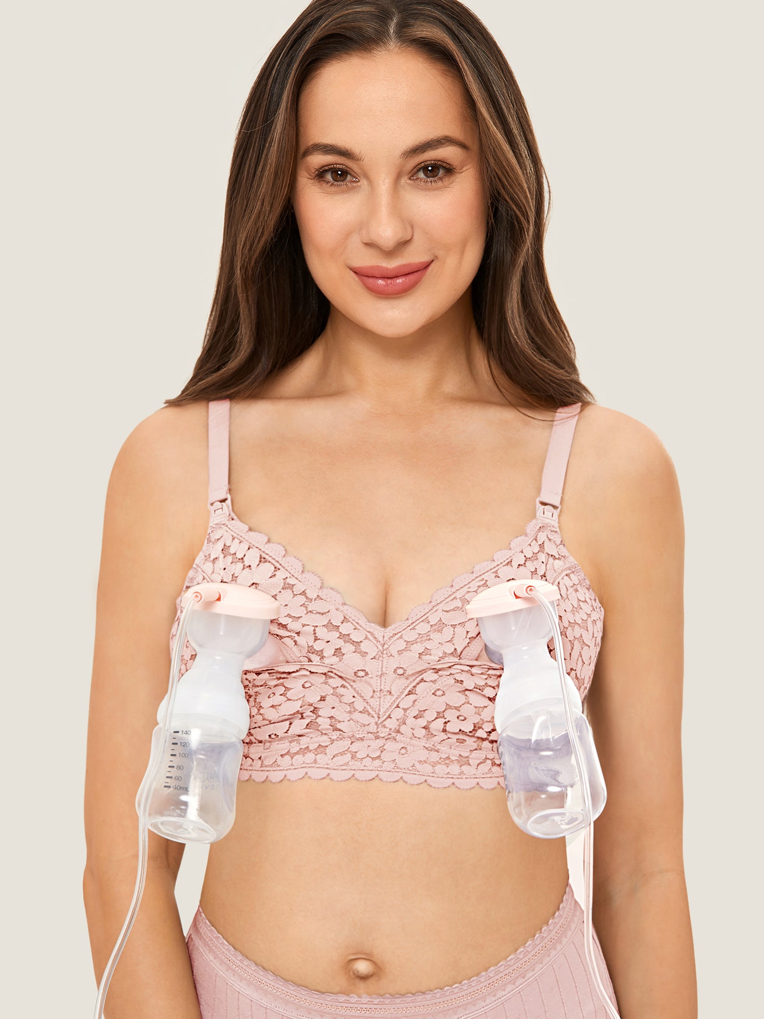 Lace Hands Free Pumping Bra Gentle Rose