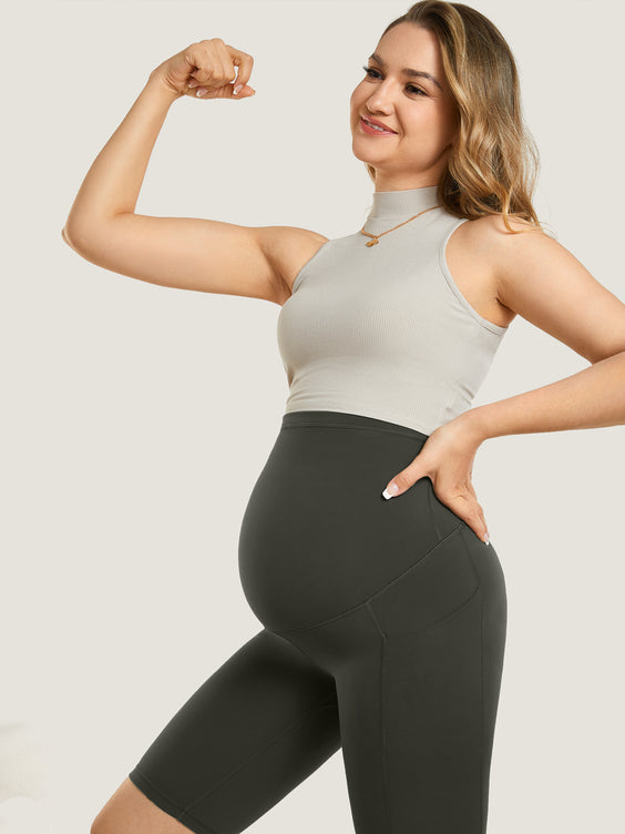 Stretch With You Maternity Bike Short Olive Grey